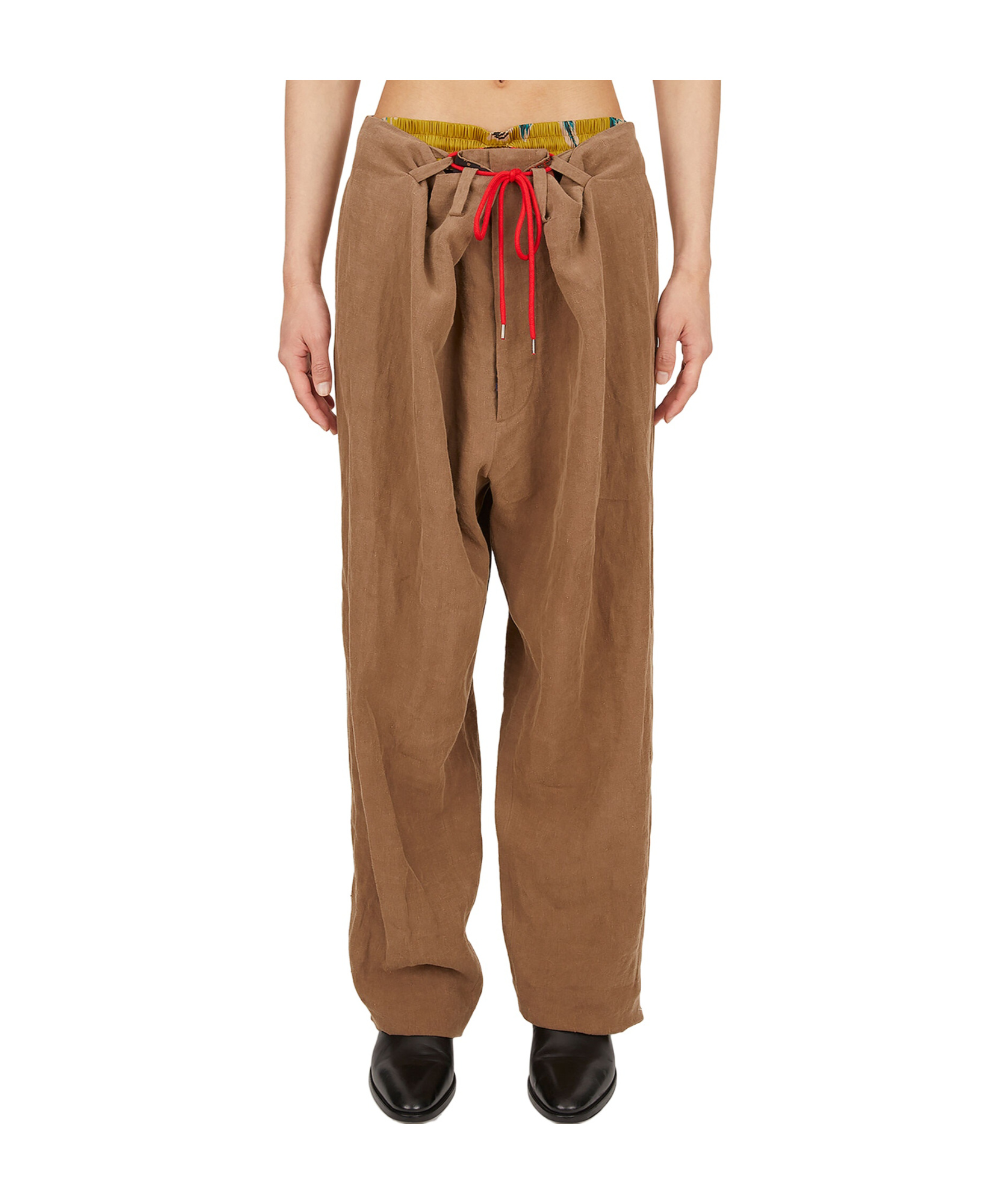 Vivienne Westwood Wreck Straight-leg Drawstring Pants In Brown