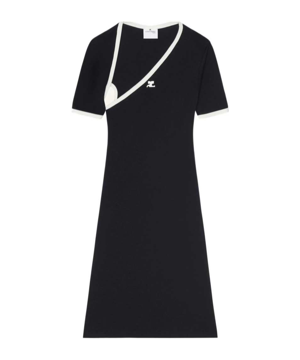 Courrèges Black & White Slash Contrast Minidress In Black