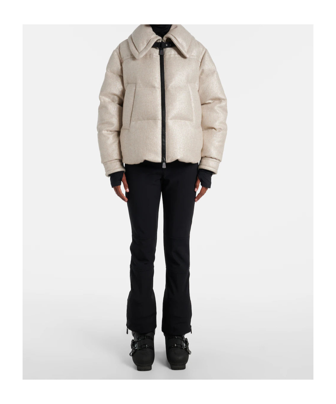 Moncler Sandane Wool-blend Down Jacket In Neutral
