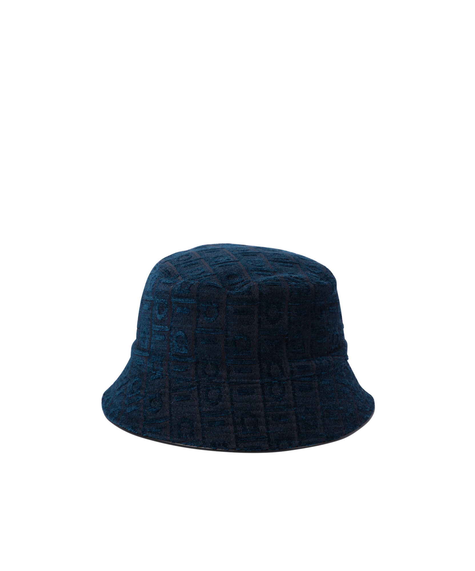 Ferragamo Patterned Textured Wide Brim Hats In Black