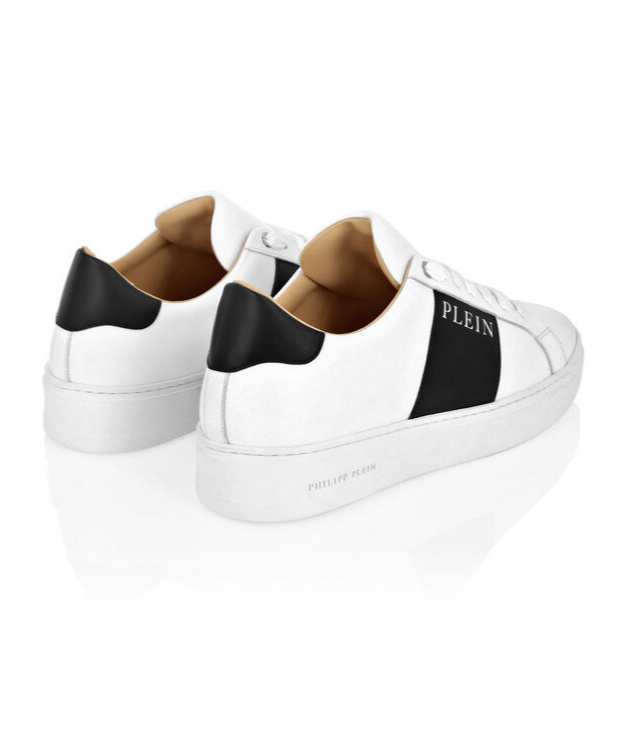 PHILIPP PLEIN LO-TOP LEATHER SNEAKERS 