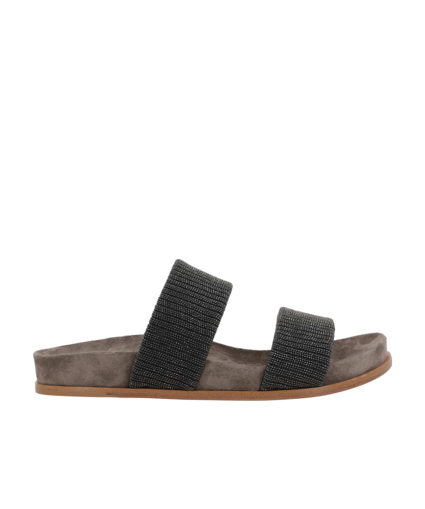 Brunello Cucinelli Round Head Flat Slippers In Black