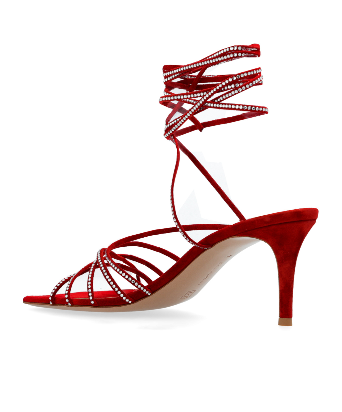 Gianvito Rossi 70 Crystal-embellished Suede Sandals In Red