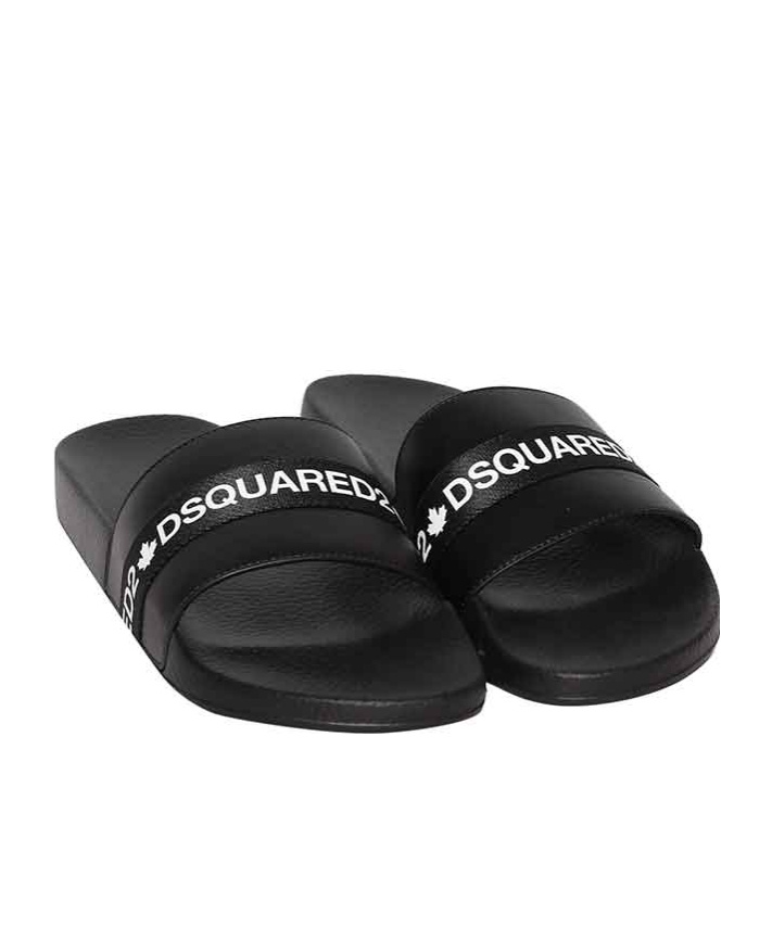 Dsquared2 Round-toe Flat Slippers In Black