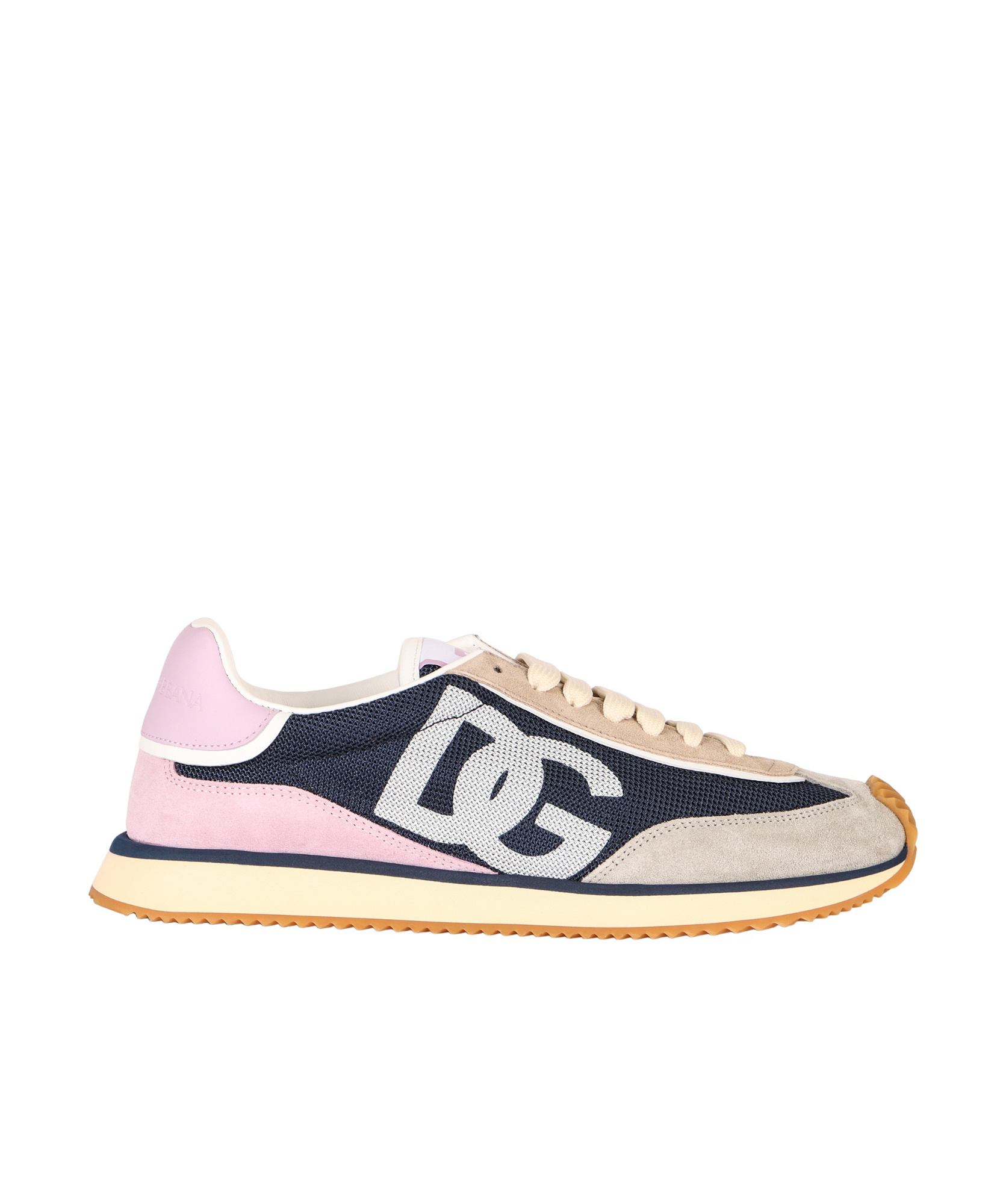 Dolce & Gabbana Cushion Sneakers With Mesh And Suede In Nude