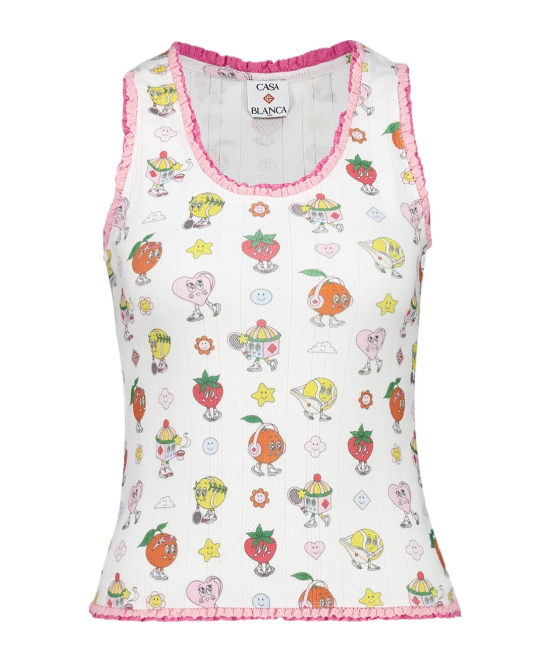 Casablanca Lotus Leaf Pattern Cartoon Printed Vest In White