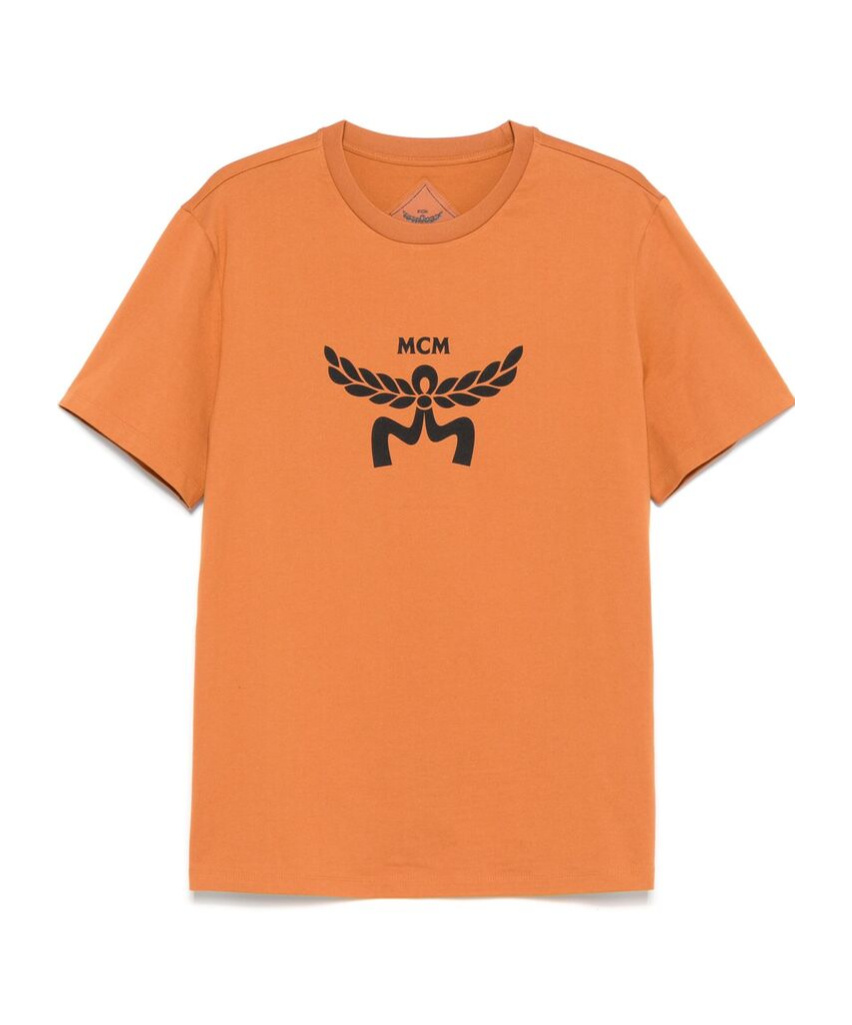 Mcm Laurel Logo Print T-shirt In Organic Cotton In Orange