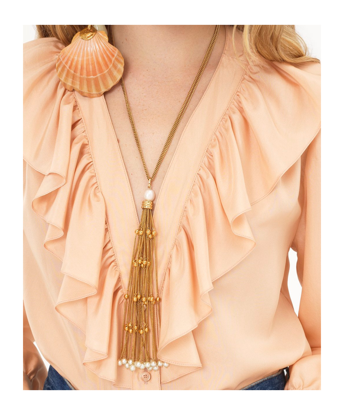 Shop Chloé Satin Shirt In Biscuit Pink