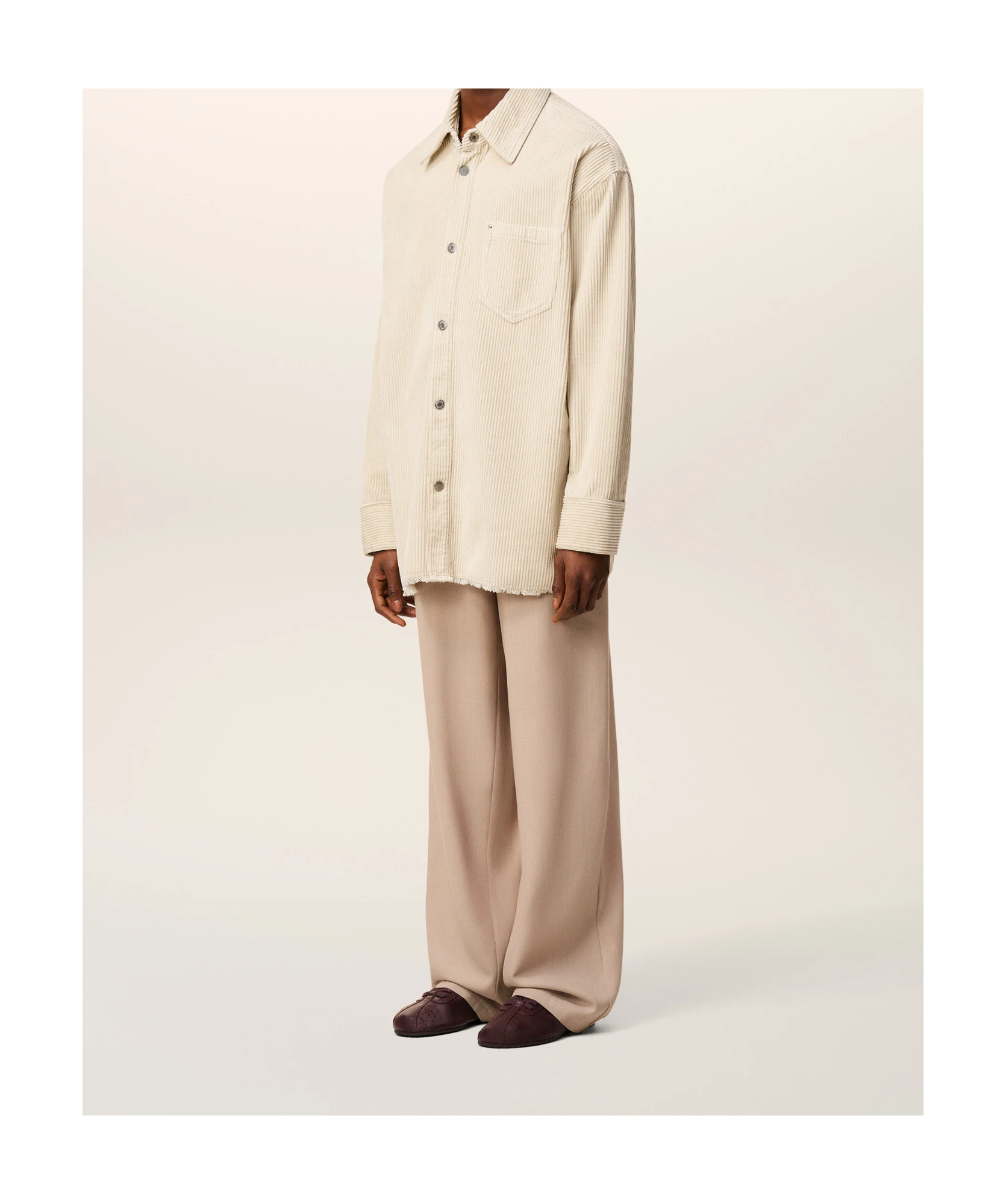 Ami Alexandre Mattiussi White Cotton Corduroy Side Slit Overshirt White In White