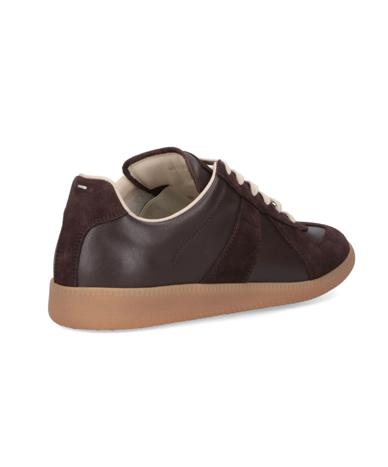 Maison Margiela Low Top Leather Sneakers With Round Toe In Brown