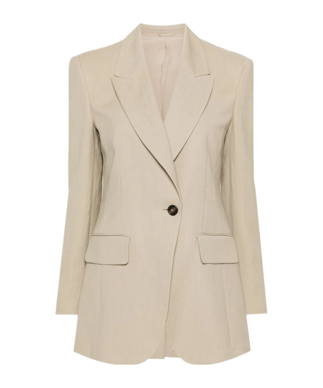 Brunello Cucinelli Peak-lapels Knitted Blazer In Nude