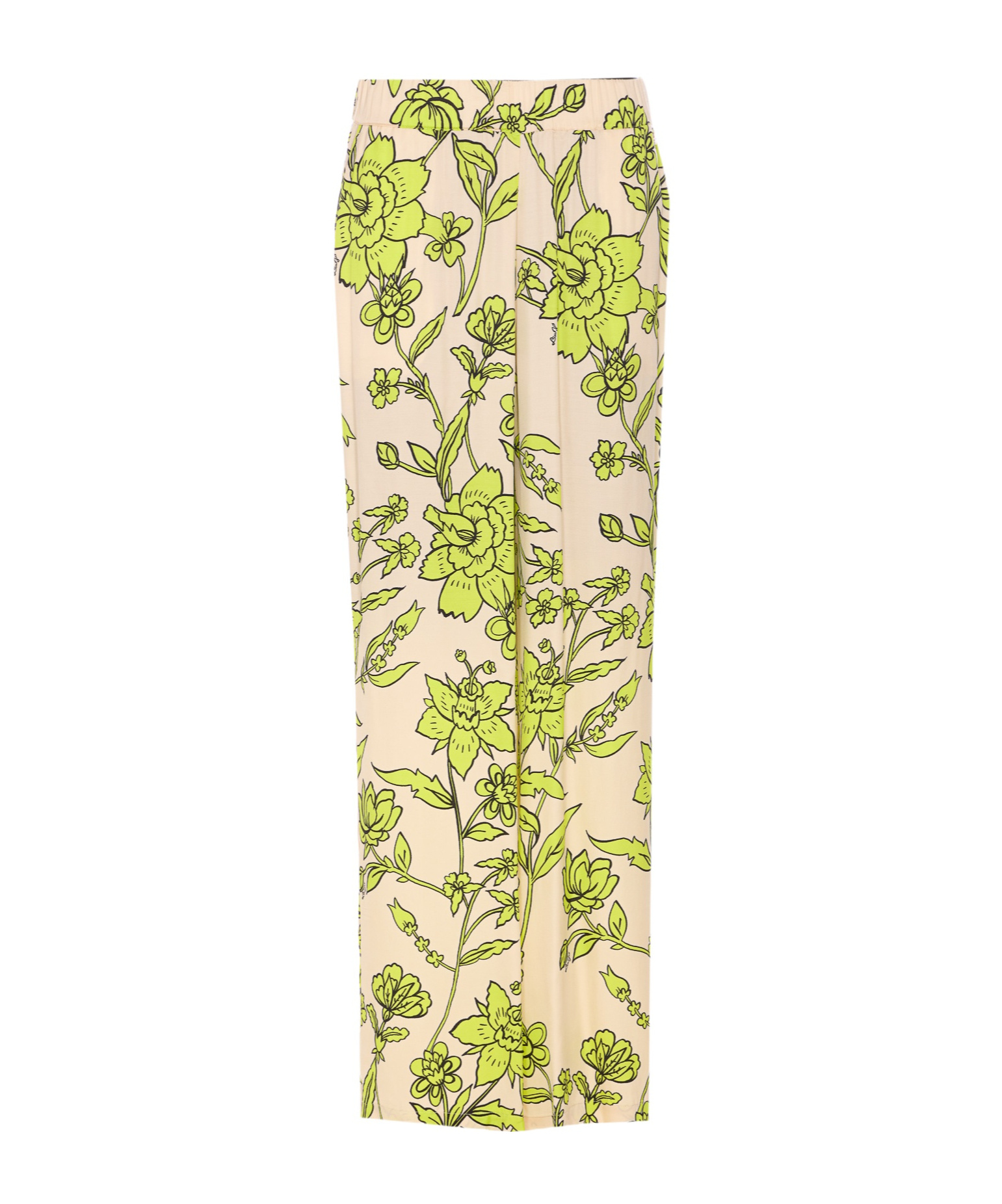 Liu •jo Elasticized Waist Floral Print Wide Leg Trousers In Neutral