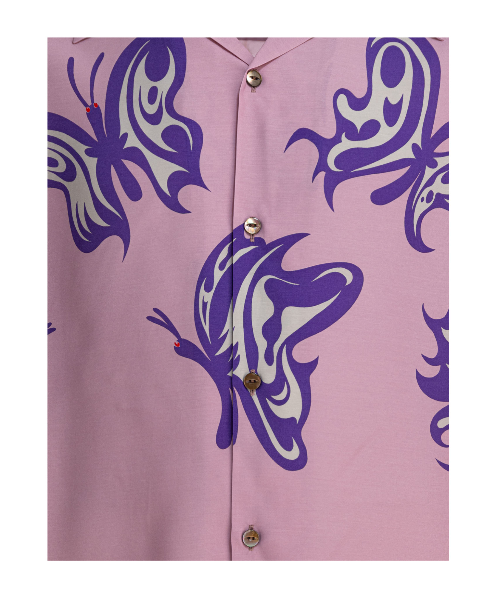 Needles Short Sleeves Butterfly Print Shirt In Pink