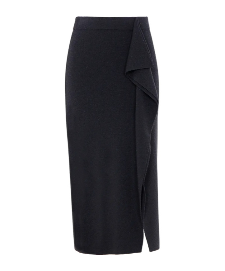 Shop P.a.r.o.s.h Draped Midi Skirt In Black
