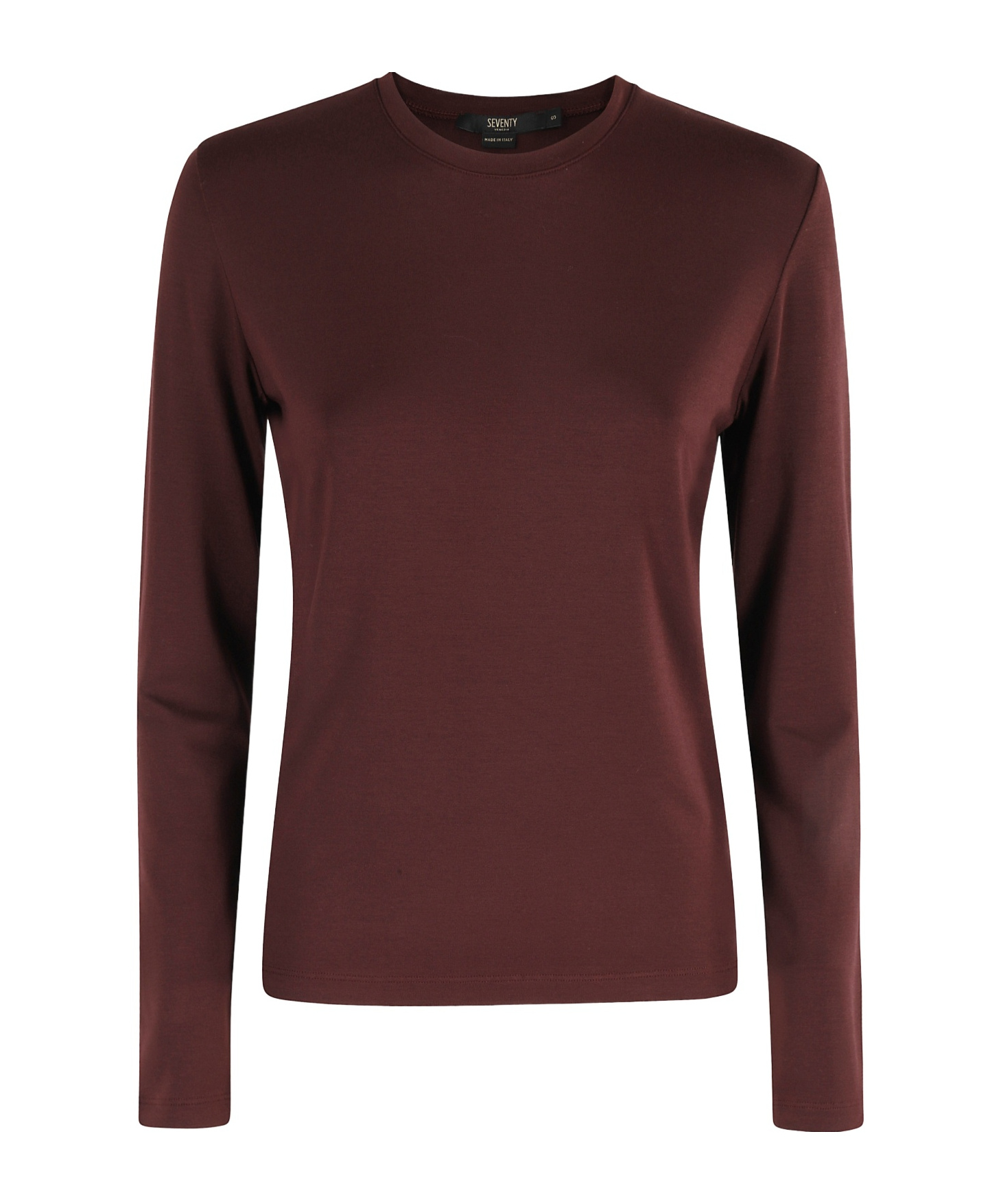 Seventy Long-sleeved Bordeaux T-shirt With Classic Crew Neckline In Red