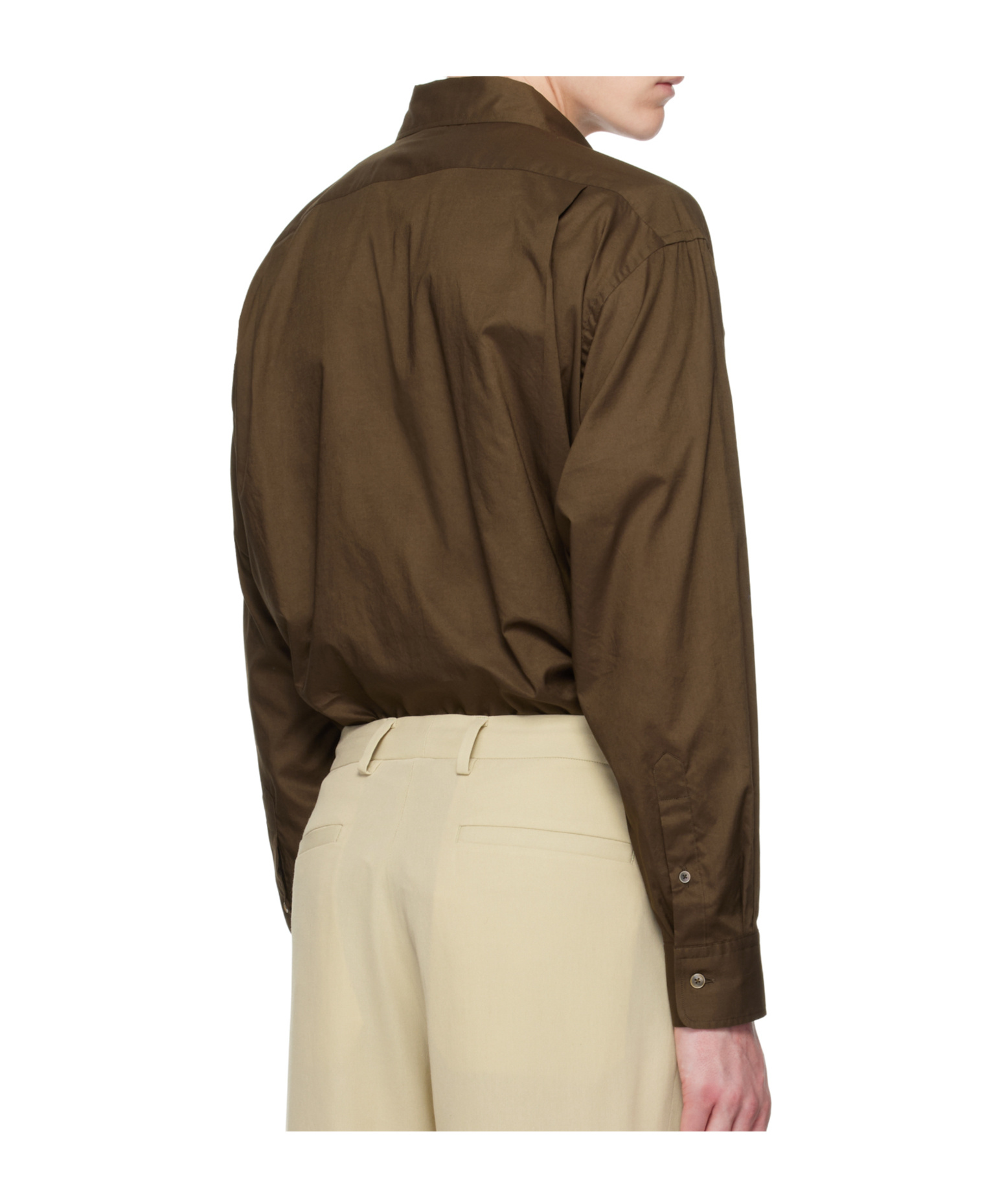 Auralee Lapel Long-sleeved Shirt In Brown