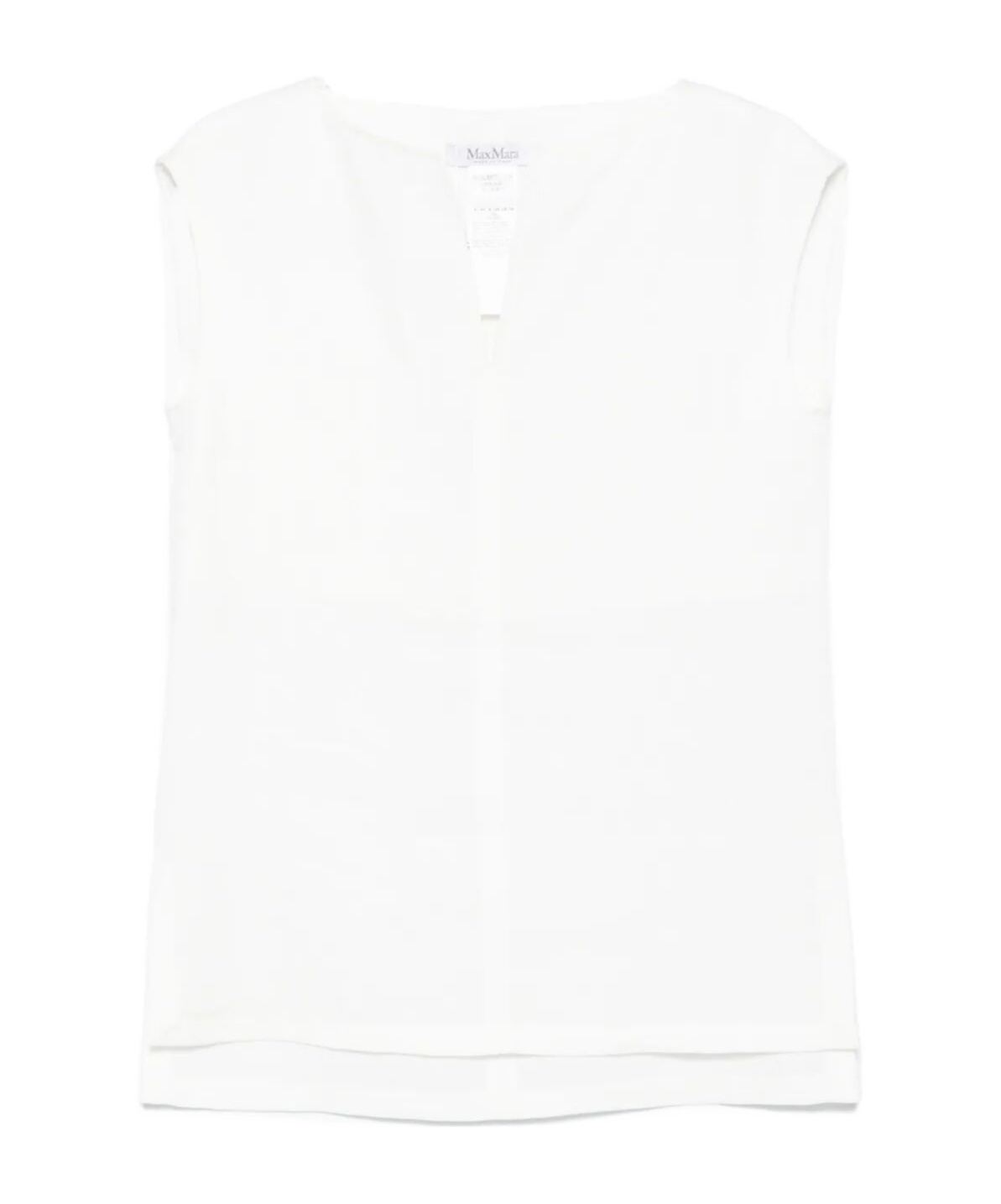 Max Mara Sleeveless Top With Cap Sleeves And Side Slits In White