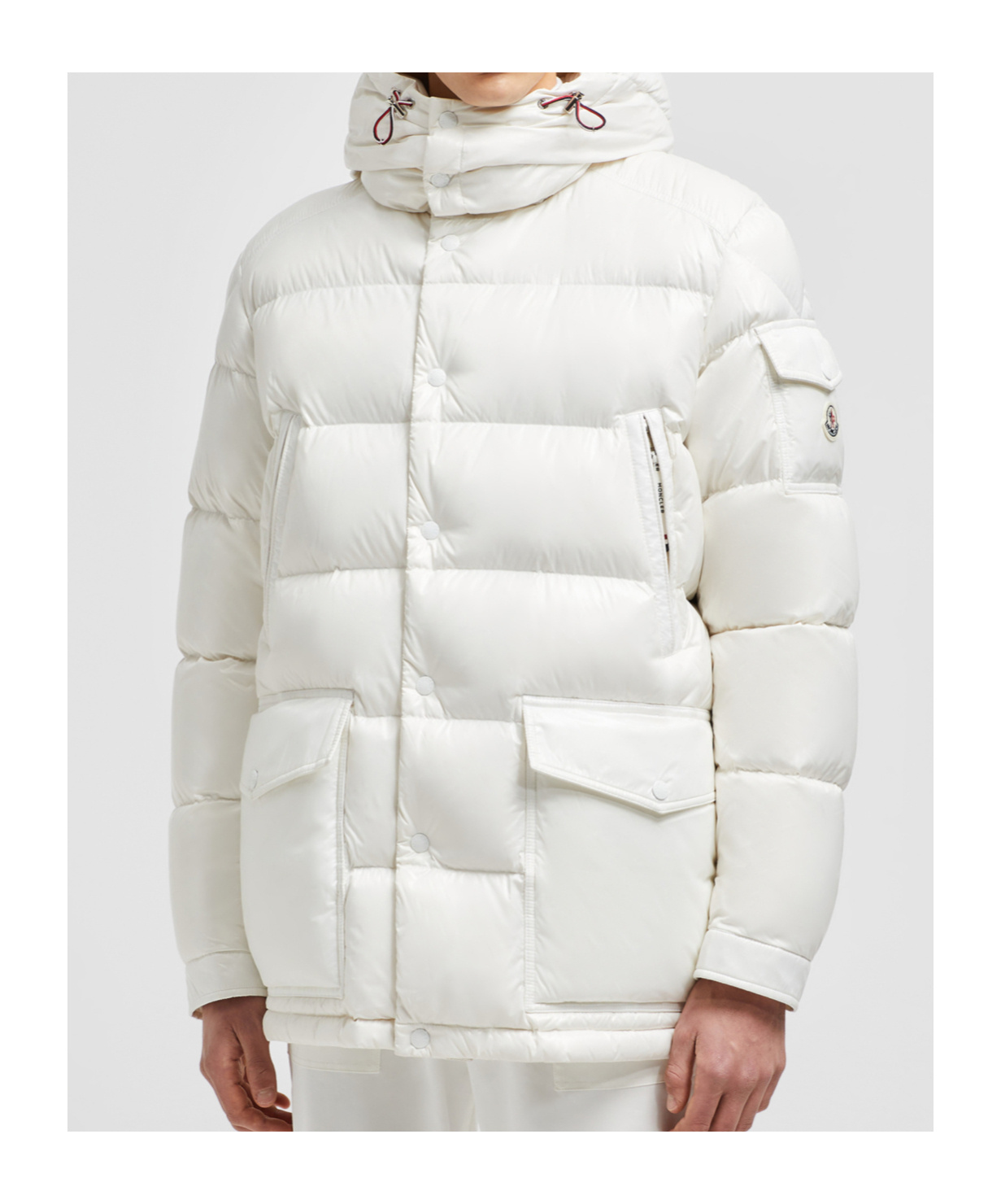 Moncler Drawstring Long Sleeve Jacket In White