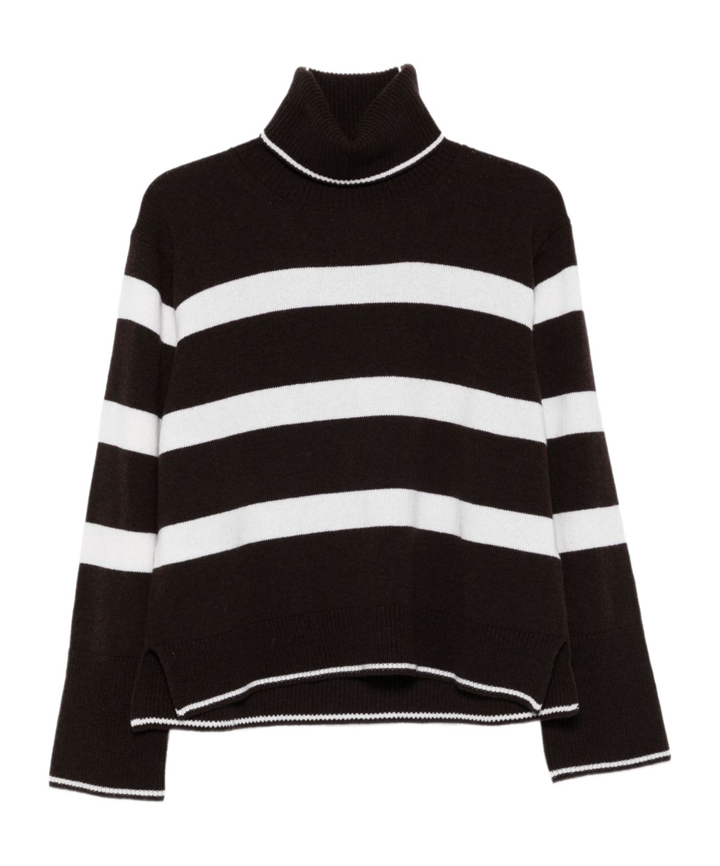 Seventy Striped Turtleneck Sweater In Black
