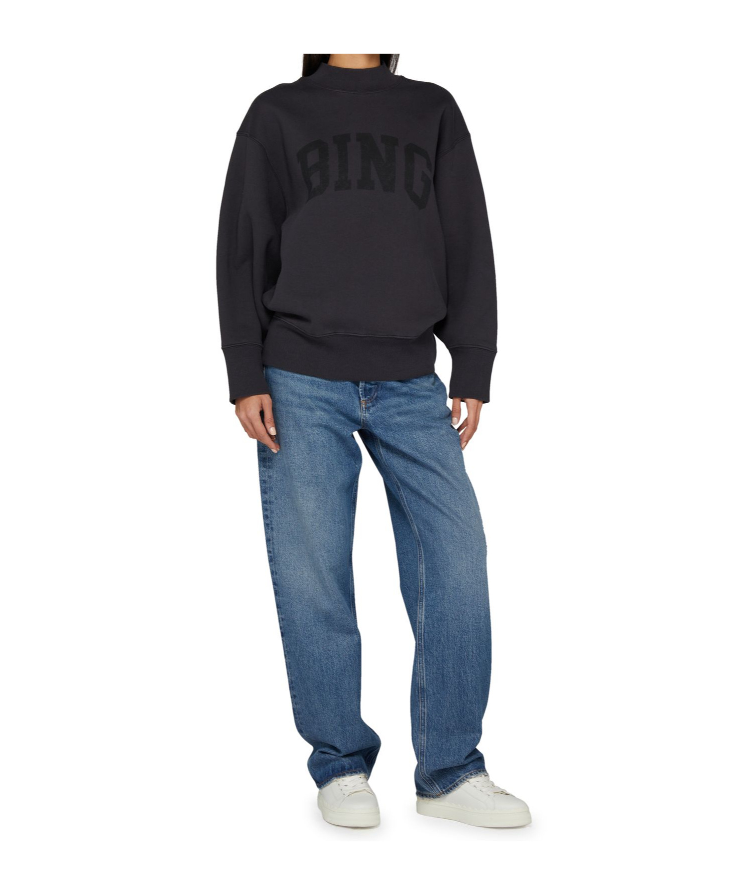Shop Anine Bing Bradie Sweatshirt In Water-washed Black