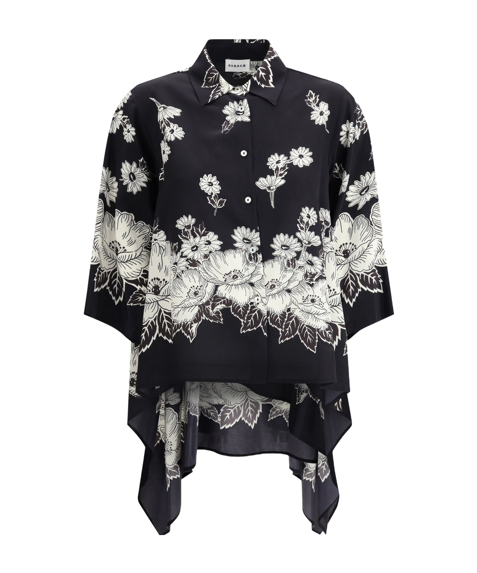 P.a.r.o.s.h Asymmetric Floral Print Shirt