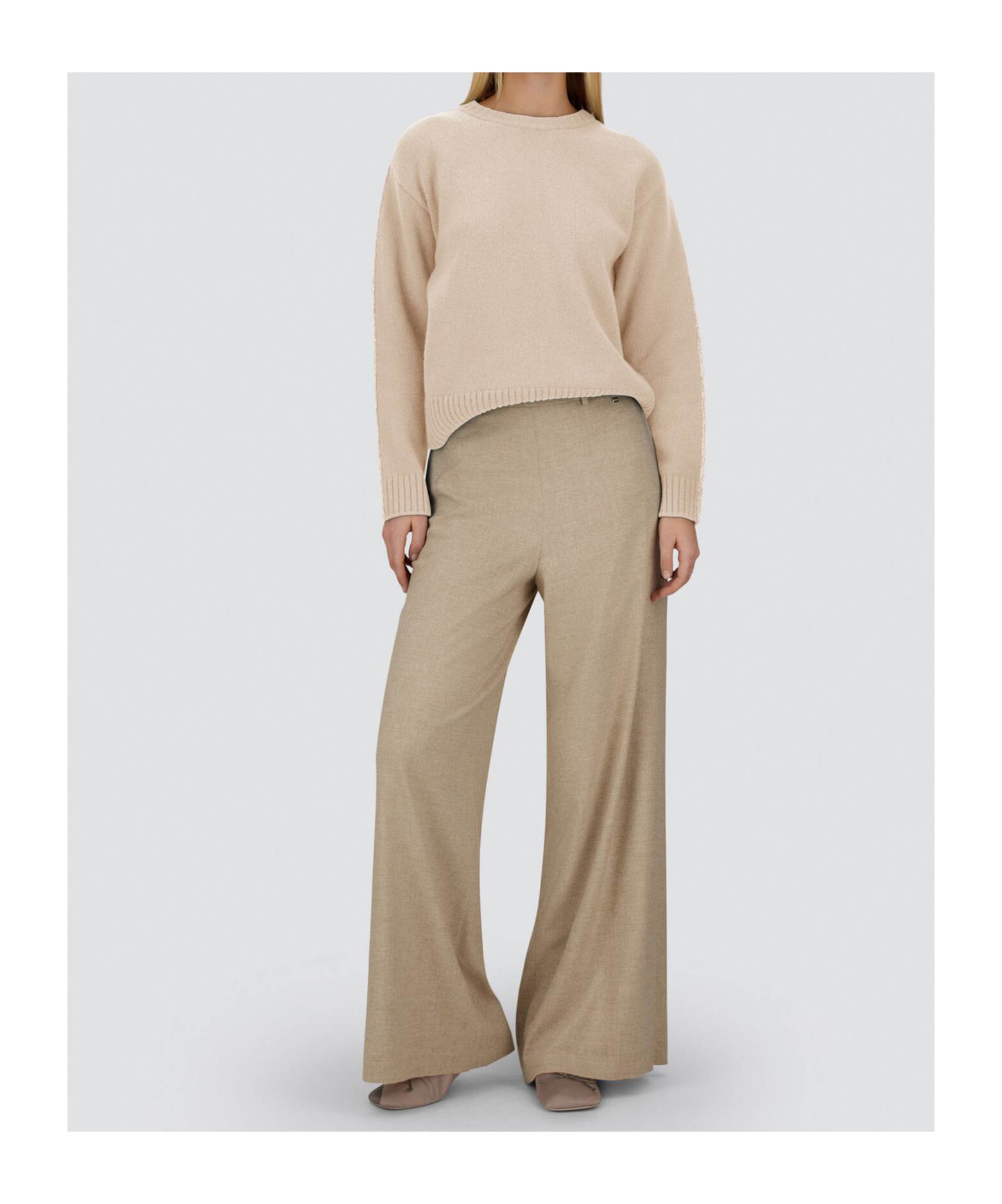 Herno Crew Neck Long Sleeve Sweater In Neutral