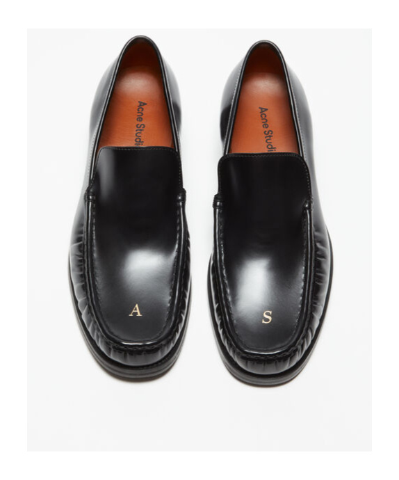 Shop Acne Studios Logo-debossed Leather Loafers In Black