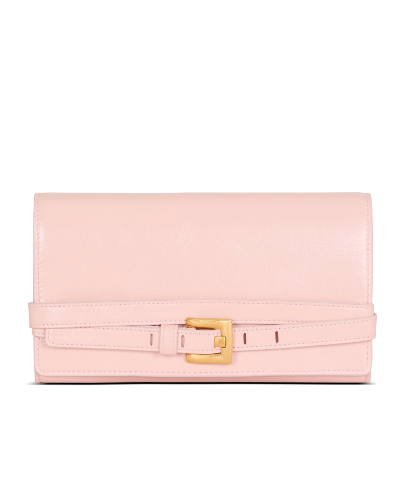 Balmain Shuffle Calfskin Wallet With Chain In Brown