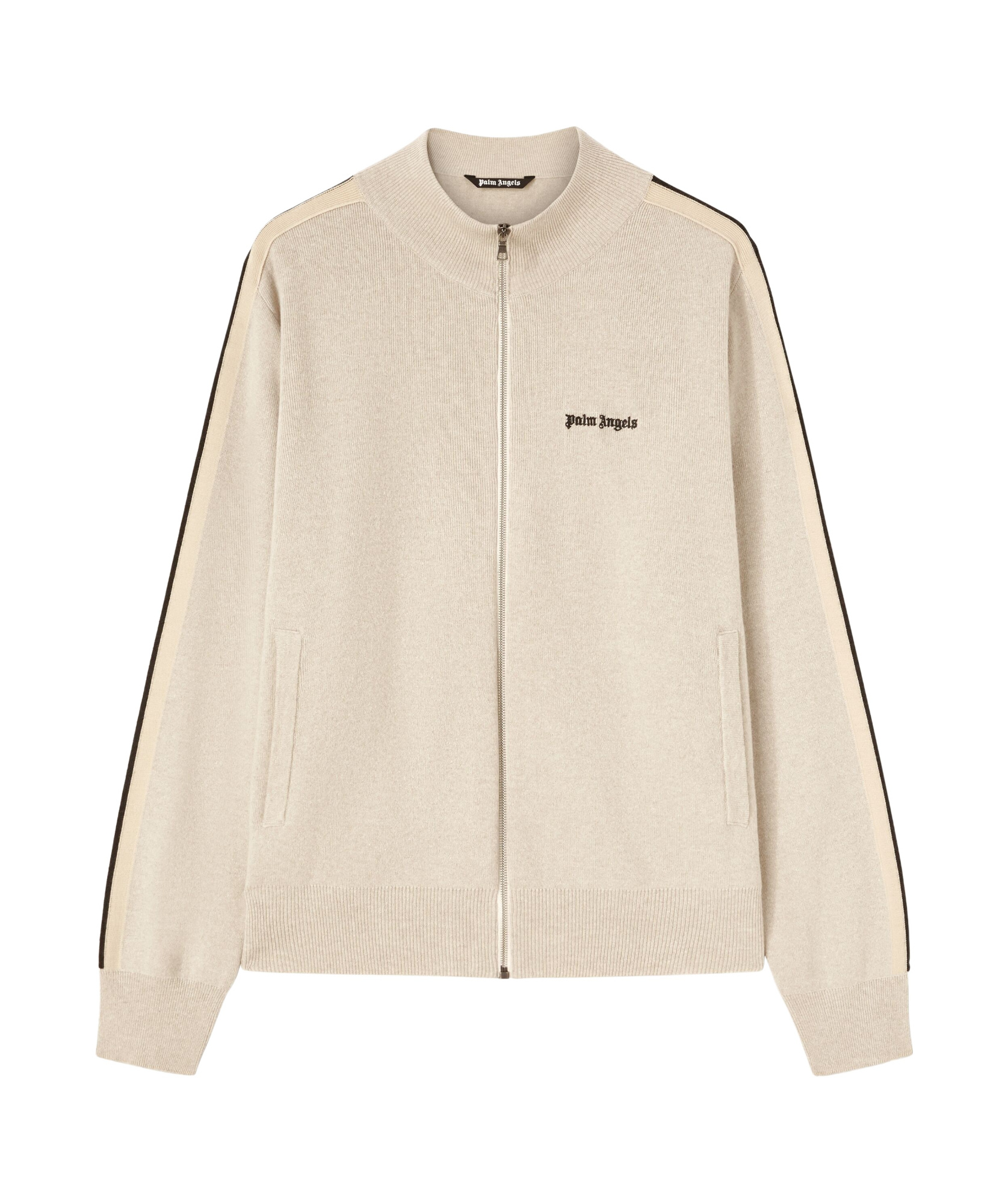 Palm Angels Logo-embroidered Knit Track Jacket In Nude