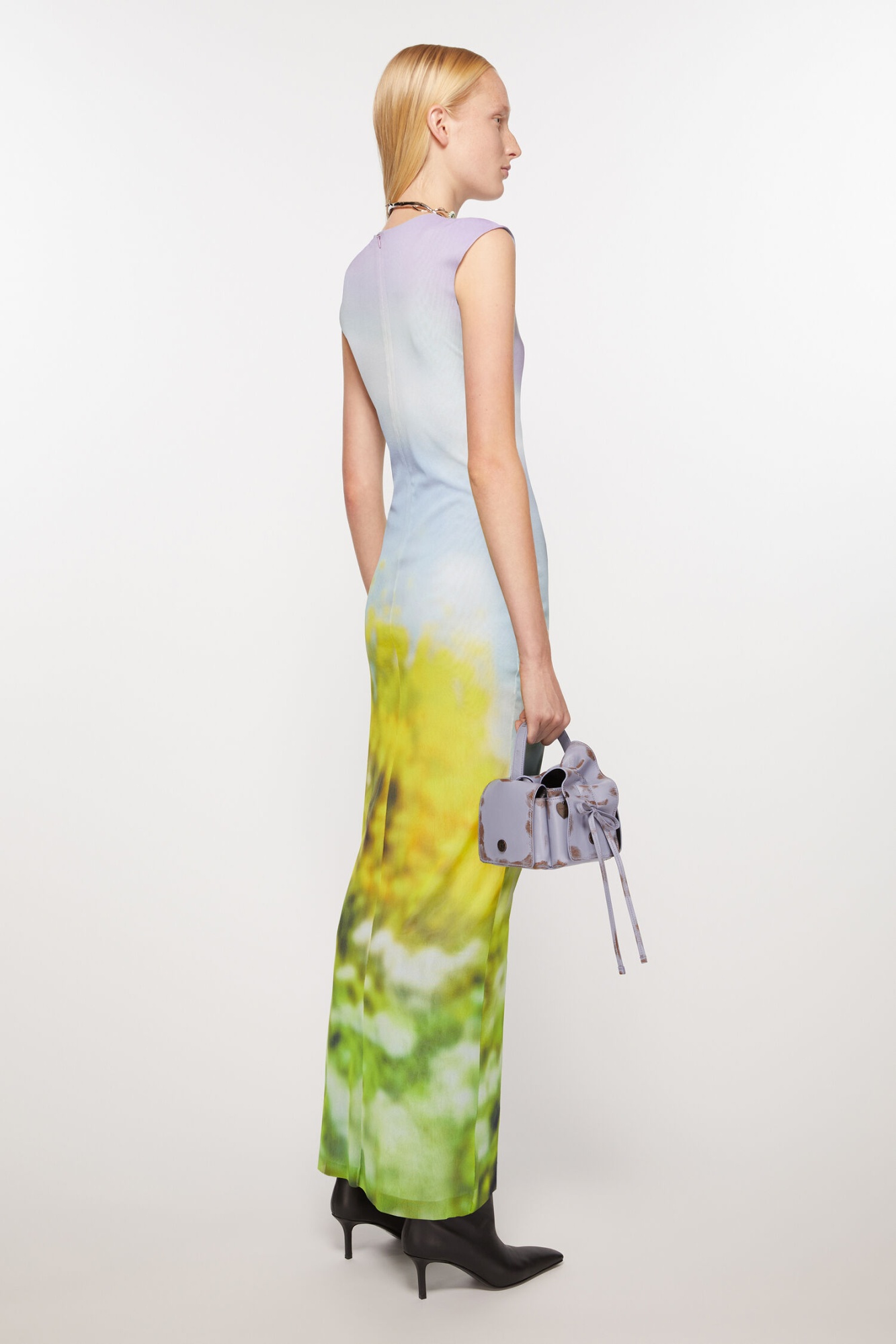 Acne Studios Long Dress Ombré Print In Multi