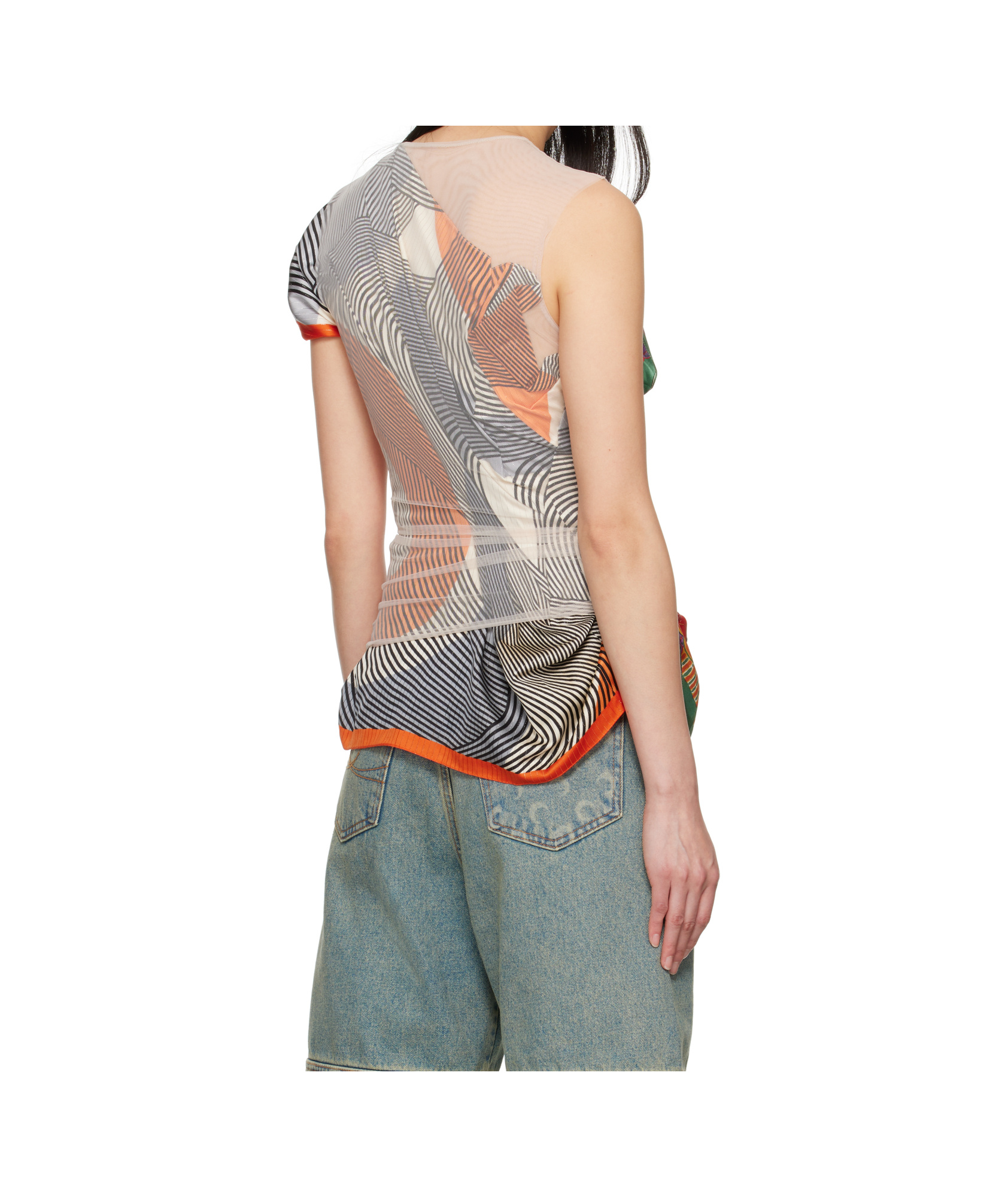 Marine Serre Multicolor Regenerated Silk Scarves Layer Top In Multicolor