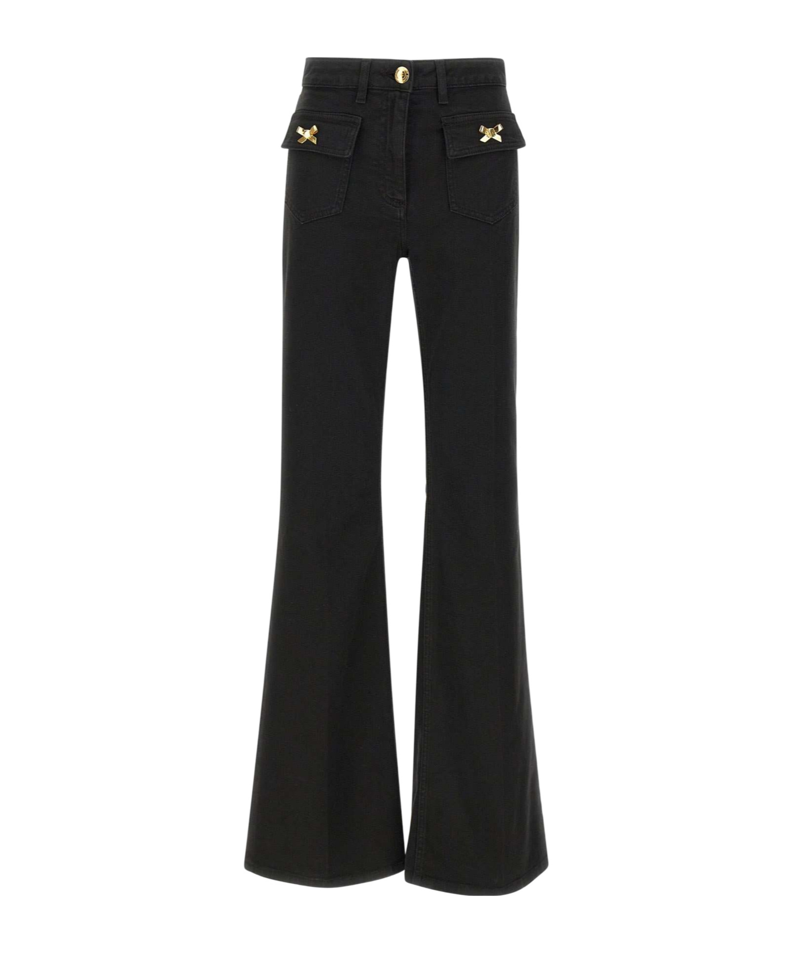 Elisabetta Franchi Jewelled Bows Trousers In Black