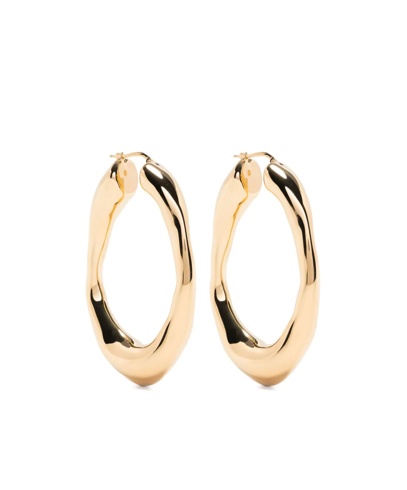 Jil Sander Engraved-logo Chunky Hoops In Yellow