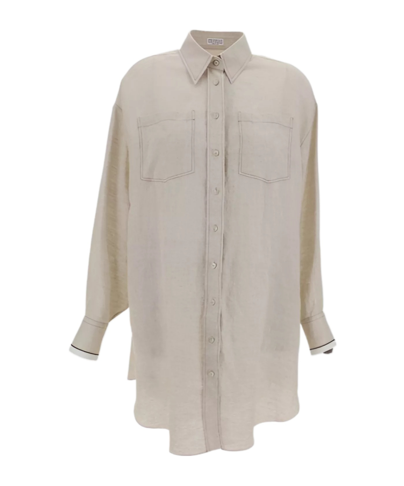 Brunello Cucinelli Women Linen Shirt In Nude