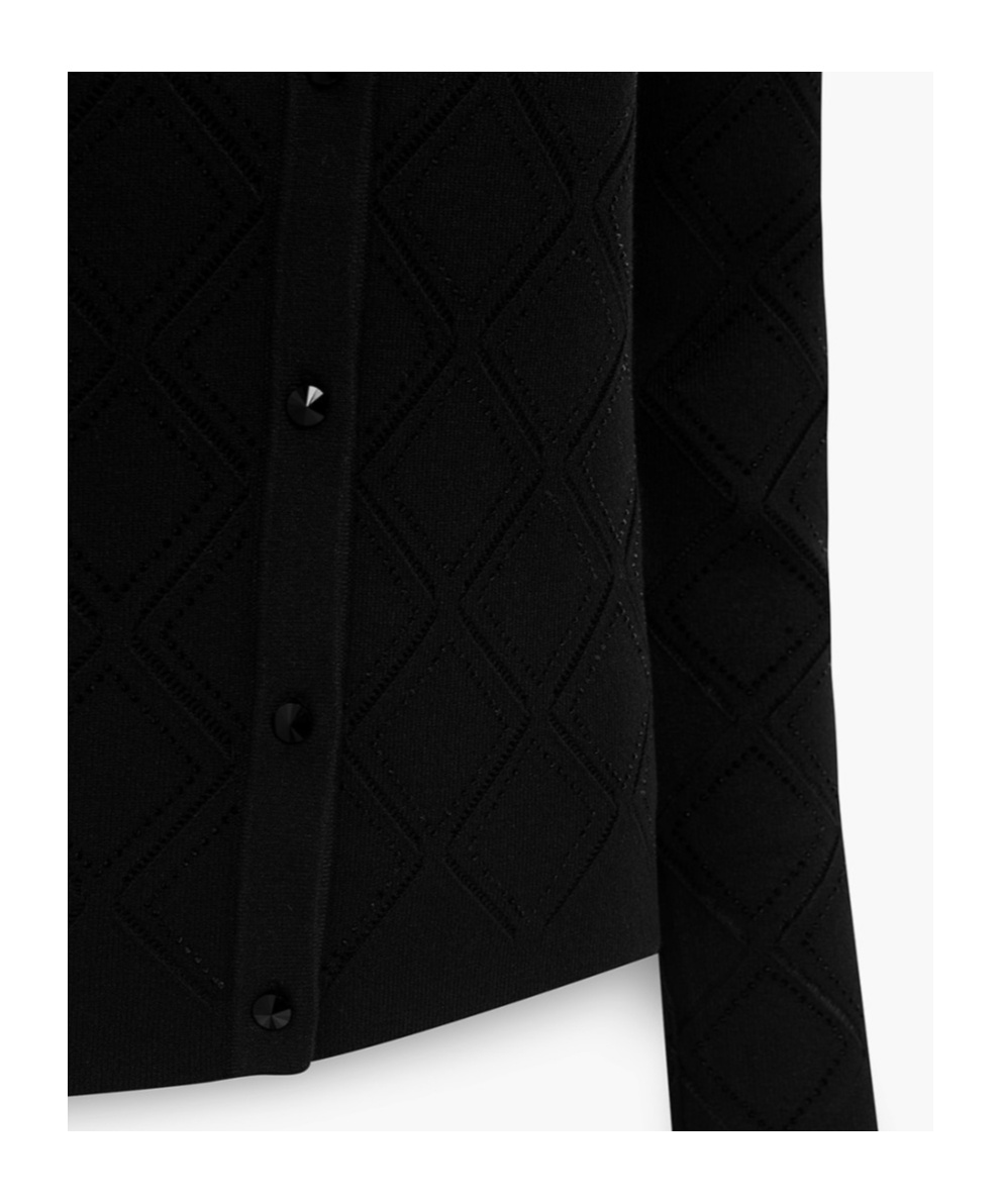 Blugirl Open-work Long-sleeved Knitted Sweater In Black