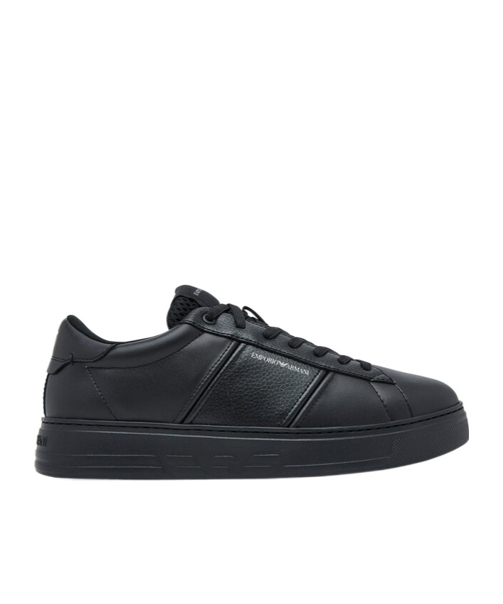 Emporio Armani Panelled Lace-up Sneakers In Black