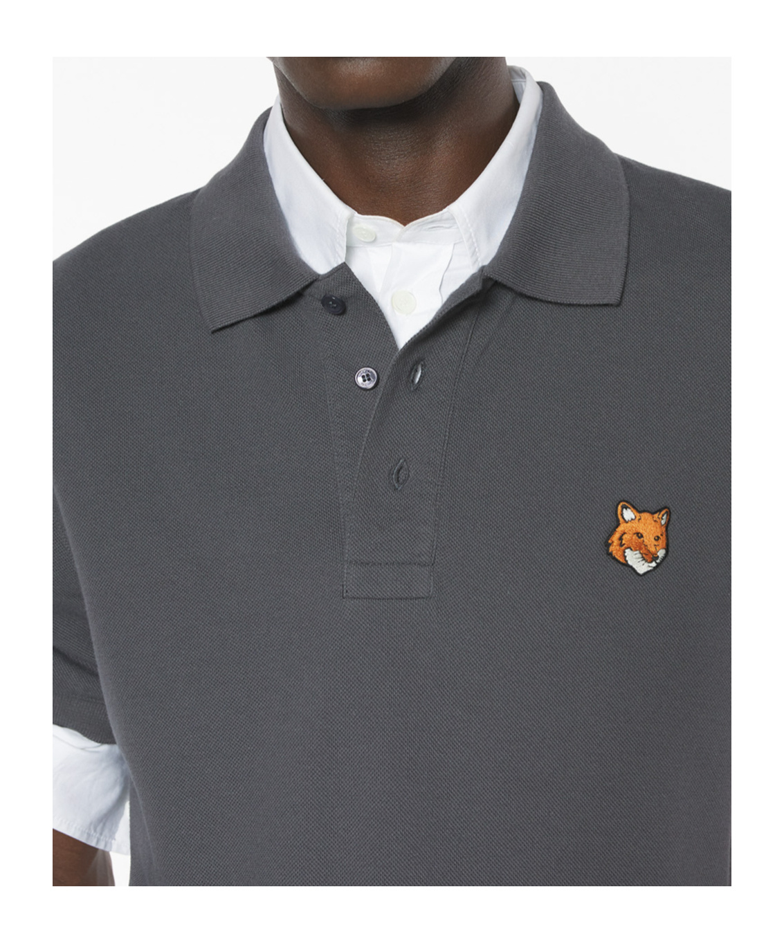 Maison Kitsuné Fox Head Regular Polo In Blue