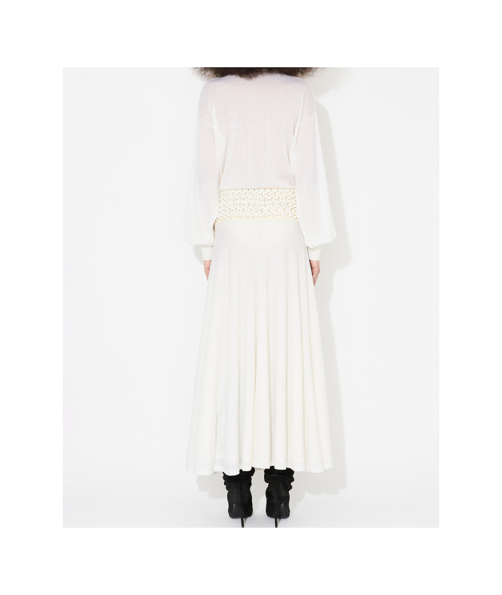 ALAÏA LONG WOOL KNITTED SKIRT