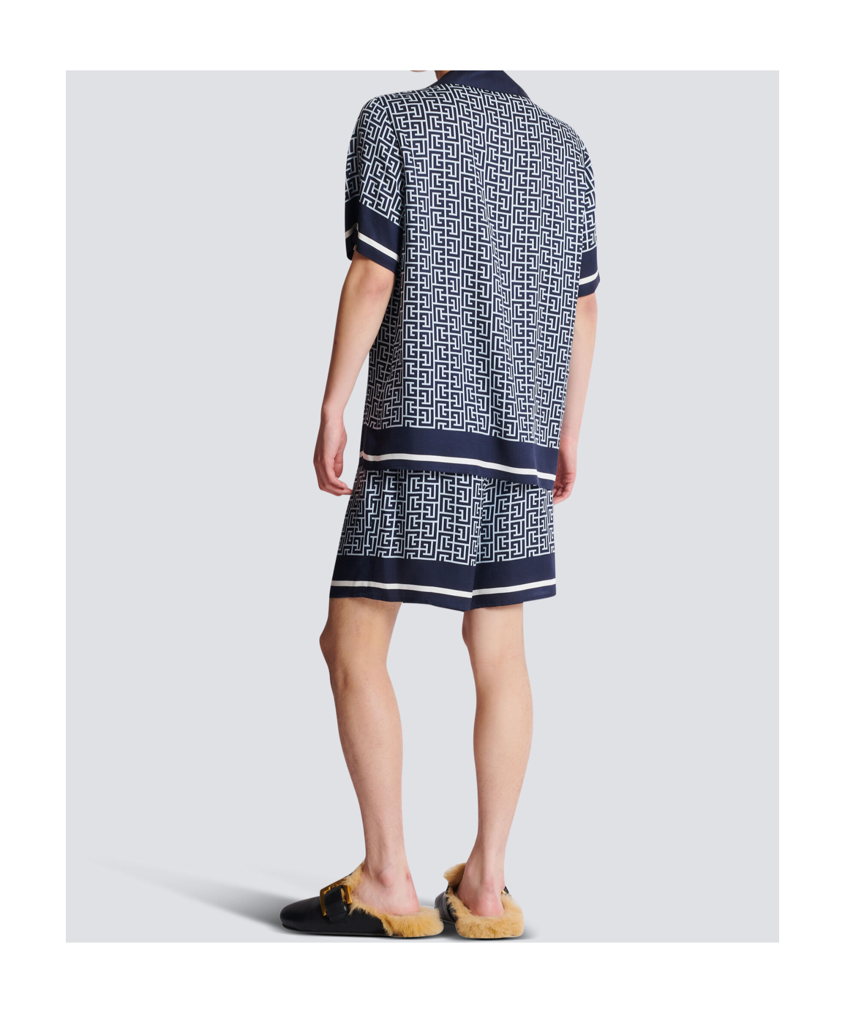 Balmain Monogrammed Pyjama Shirt In Animal Print