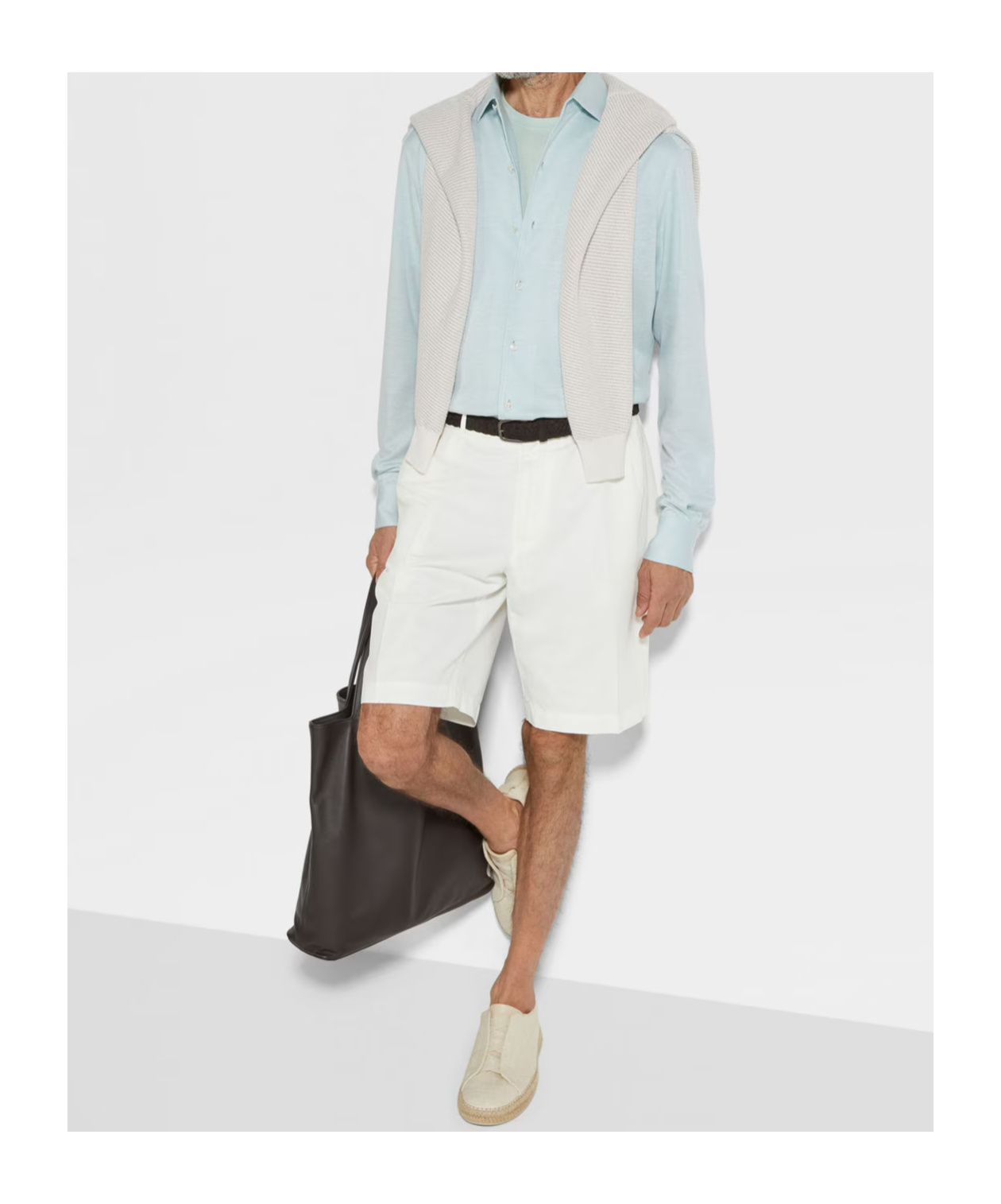Zegna Silk And Linen Blend Shirt In Black