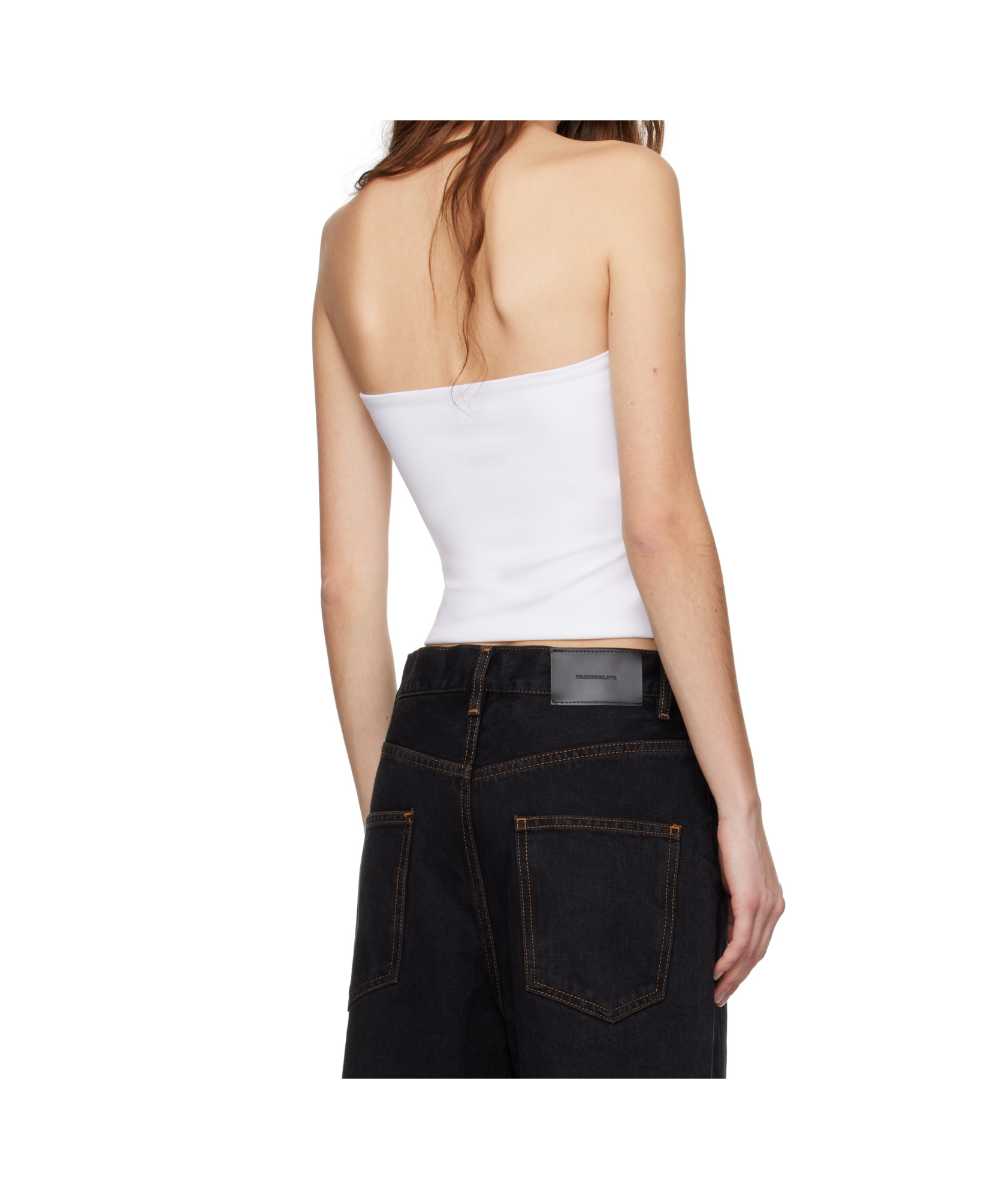 WARDROBE.NYC ELASTIC PLAIN KNITTED STRAPLESS TOP