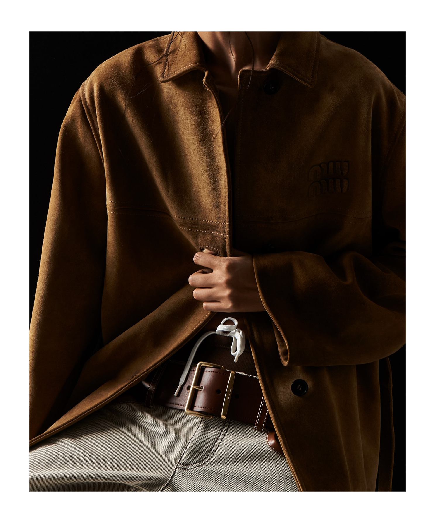 Miu Miu Leather Jacket In Brown