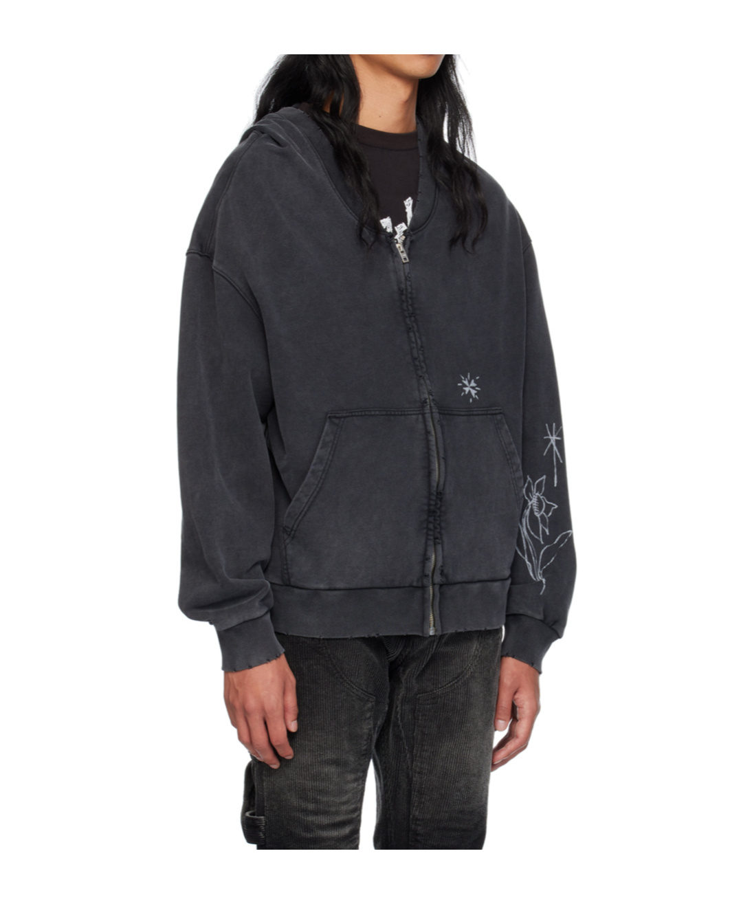 We11 Done Zippered Hooded Sweatshirt In Black