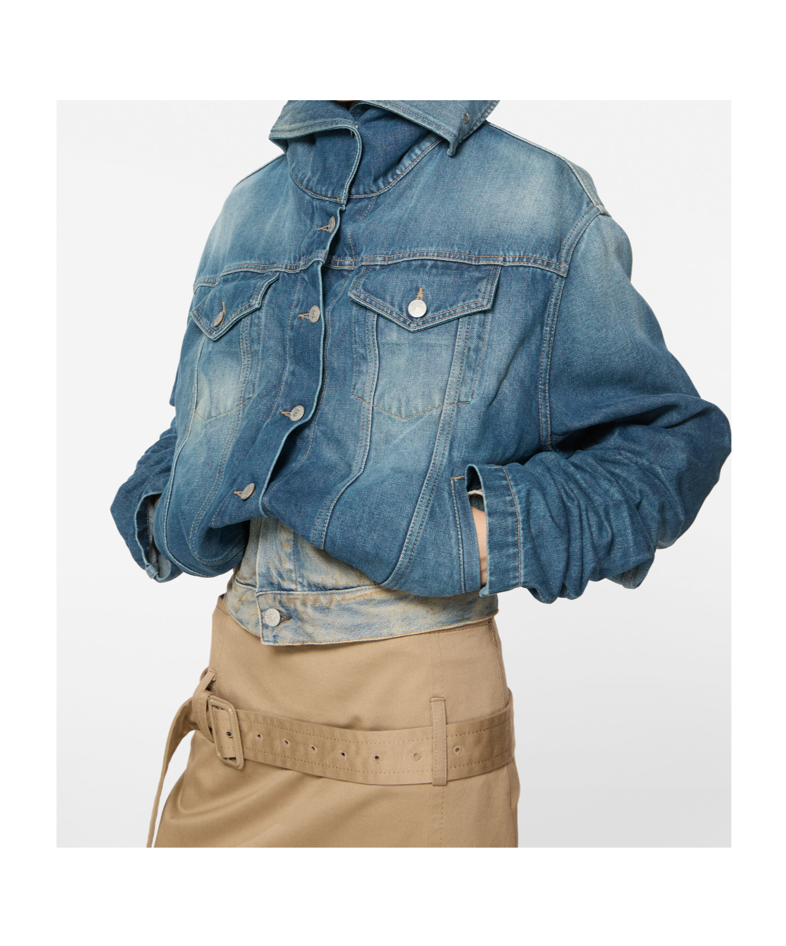 Acne Studios Hooded Denim Jacket In Blue
