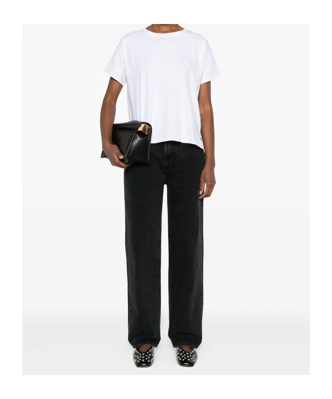 Loulou Studio Washed Grey Jeans With Five-pocket Styling And Raw Hem In Black
