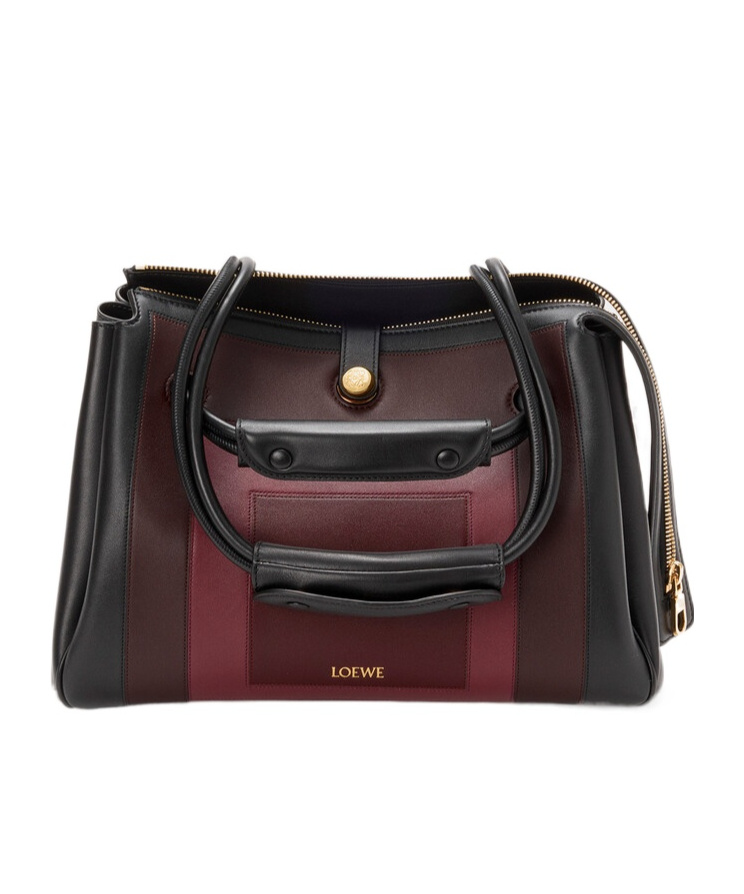 Loewe X Albers Medium Leather Madrid Shoulder Bag In Burgundy
