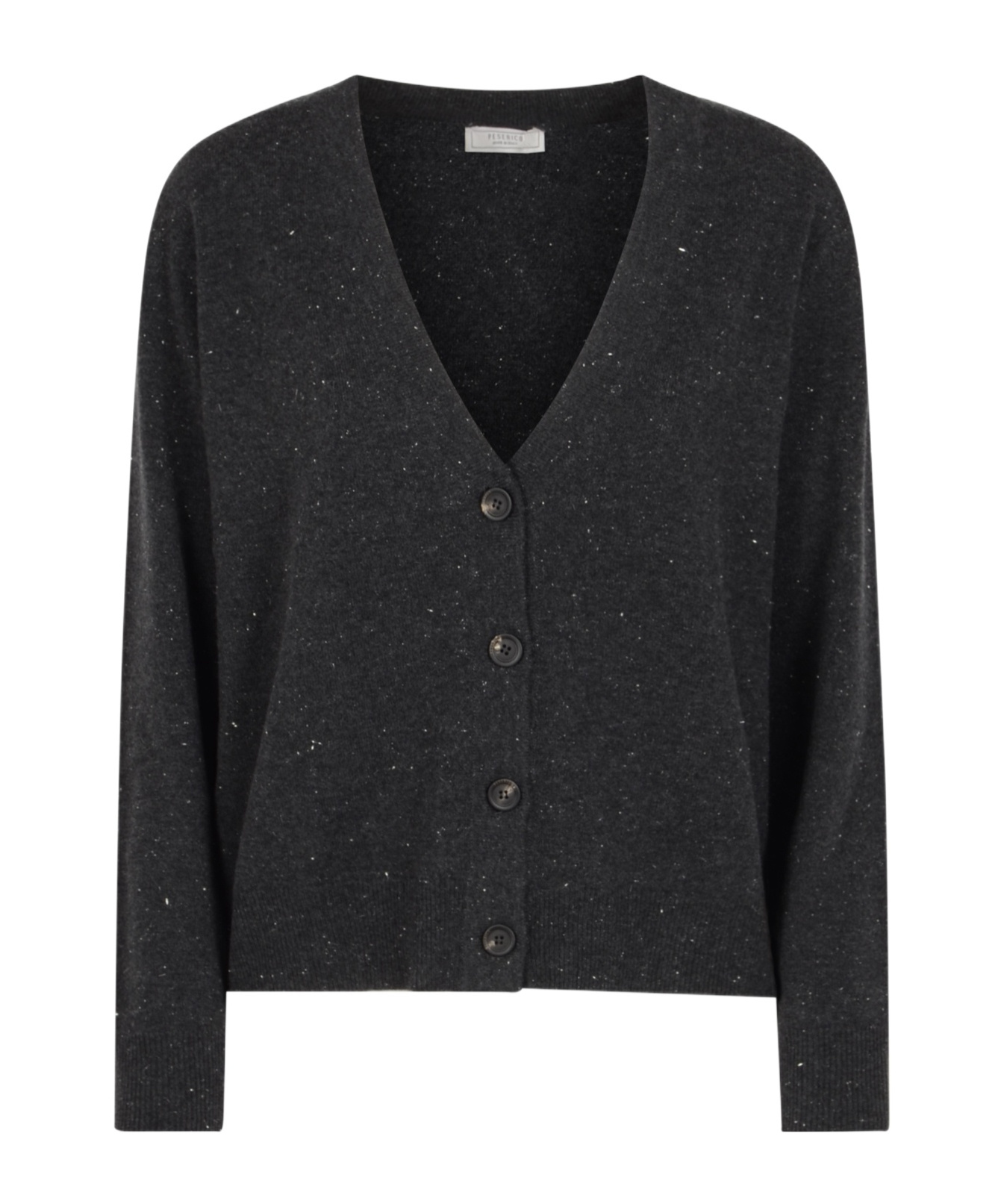 Peserico Button V-neck Sweater In Black