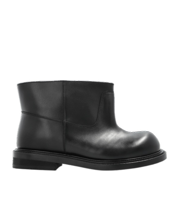 Moschino Round-toed Ankle Boots In Black