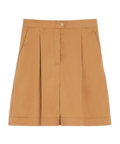 Max Mara Stretch Poplin Bermuda Shorts In Hazelnut Brown