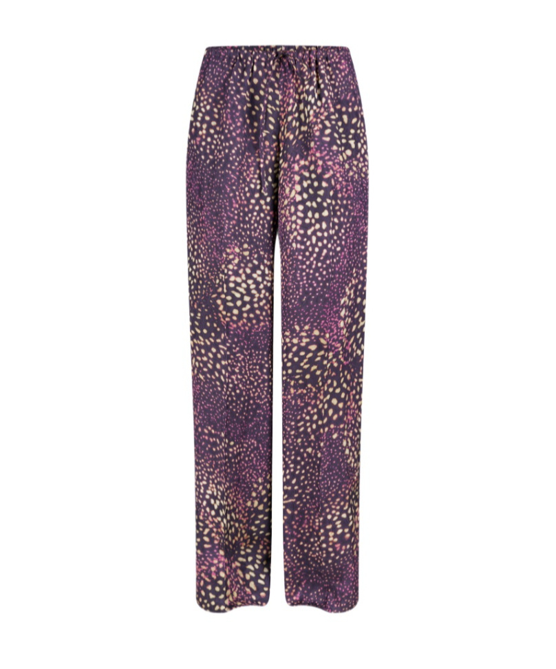 Dries Van Noten Printed Straight Leg Trousers With Elastic Waistband In Brown
